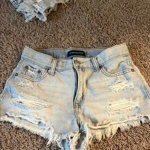 Aeropostale Women's Distressed Denim Shorts - Light Blue